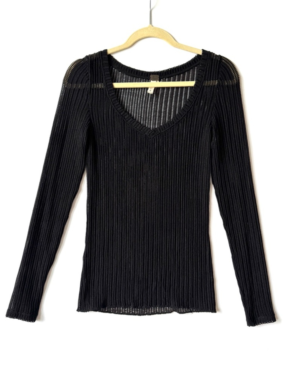 Free People sheer v-neck black top